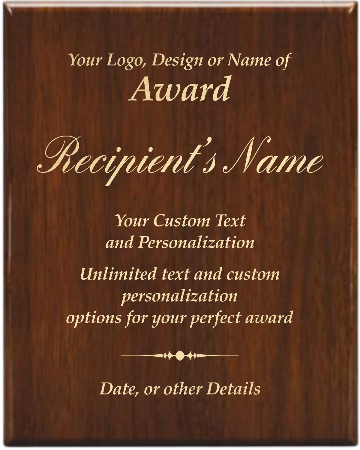 Walnut Piano Finish Plaque - Color-Filled